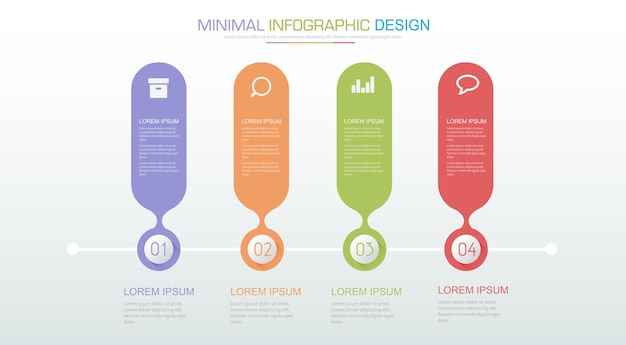Инфографические элементы с бизнес-процессом круга значков или шагами и вариантами векторного дизайна рабочего процесса