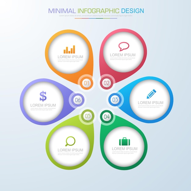 Vector infographic elements with business icon circle process or steps and options workflow vector design