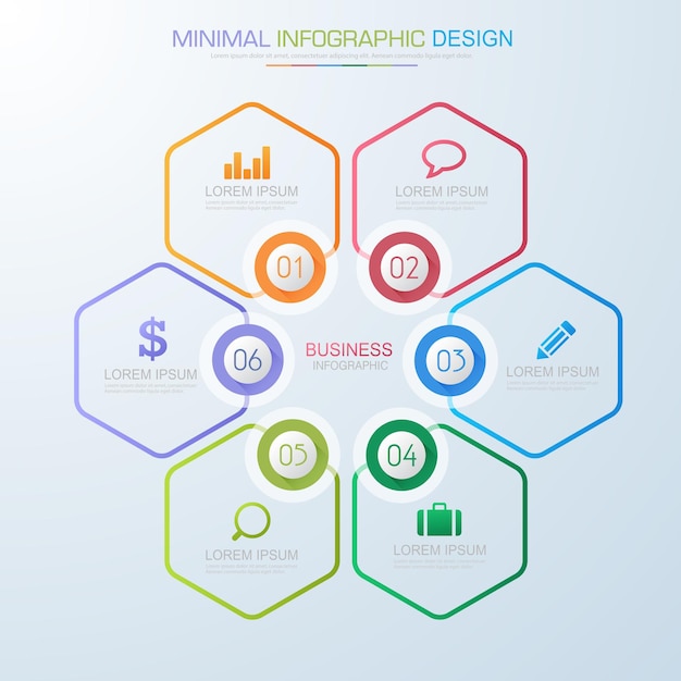 Infographic Elements with business icon circle process or steps and options workflow vector design