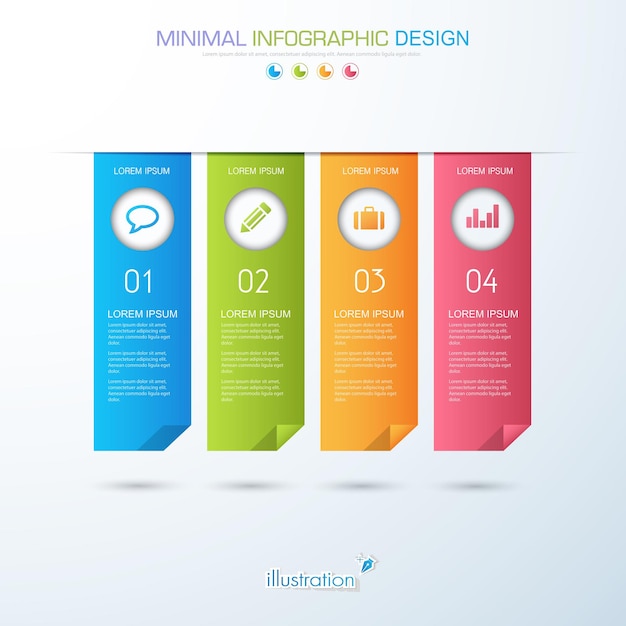 Elementi infografici con icona aziendale su sfondo a colori processo o passaggi e opzioni diagramma di flusso di lavoro illustrazione vettoriale elemento di design eps10