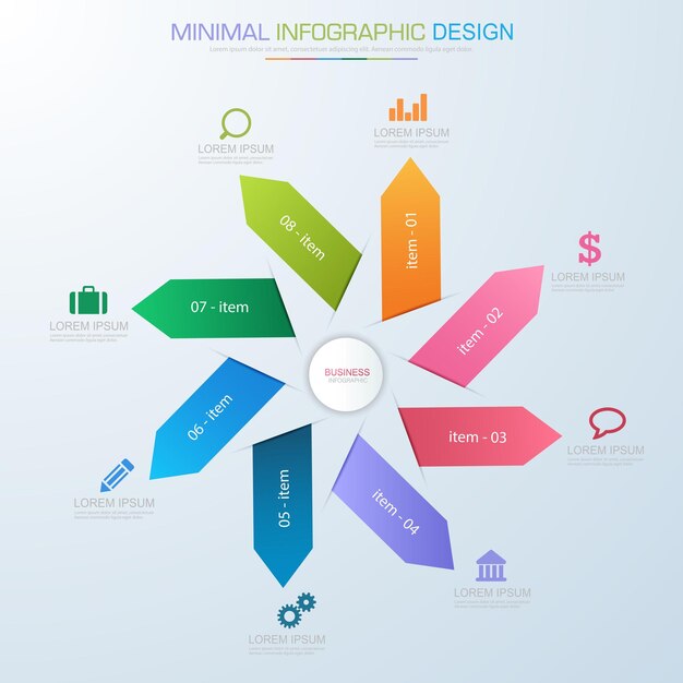 Vector infographic elements with business icon process or steps and options workflow vector design