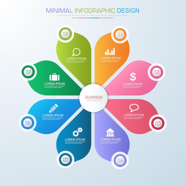 Vector infographic elements with business iconprocess or steps and options workflow vector design