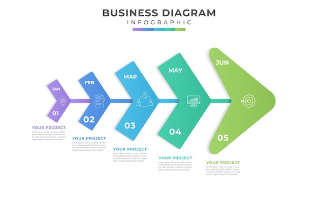 infographic fishbone diagram in the shape of a fish with icons for presentation visualization