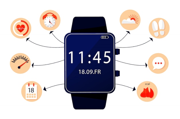 Vector infographic of fitness bracelet