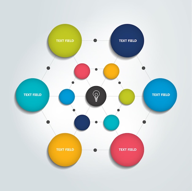 Diagramma di flusso infografico diagramma dei cerchi di colore