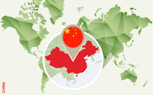 플래그와 함께 중국의 중국 상세한 지도에 대 한 인포 그래픽