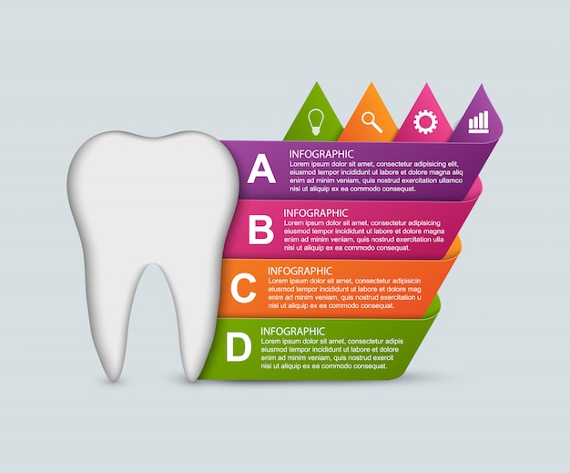 치과 또는 의학에 대한 인포 그래픽.