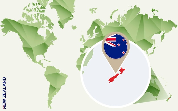 플래그와 함께 뉴질랜드의 뉴질랜드 상세한 지도에 대 한 인포 그래픽