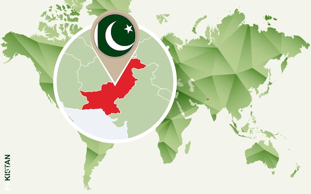 Инфографика для пакистана подробная карта пакистана с флагом