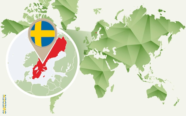 Инфографика швеции подробная карта швеции с флагом