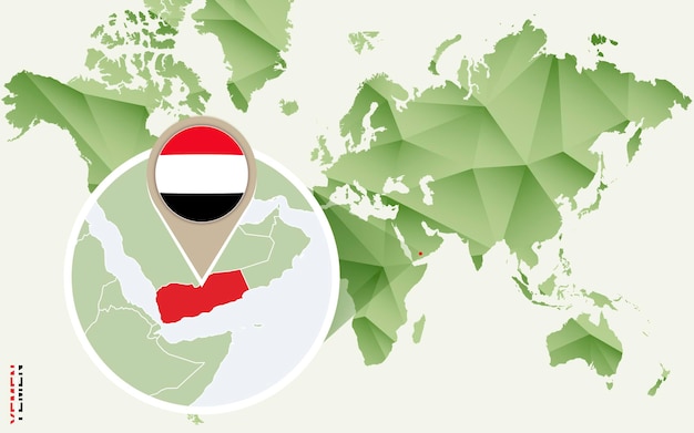 플래그와 함께 예멘의 예멘 상세한 지도에 대 한 인포 그래픽
