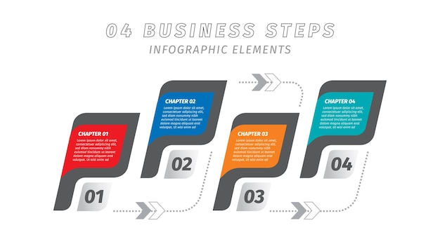 Vector infographic four business steps for annual report company profile