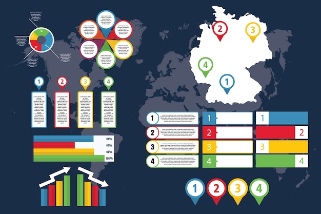 Infografica della germania con mappa per affari e presentazione