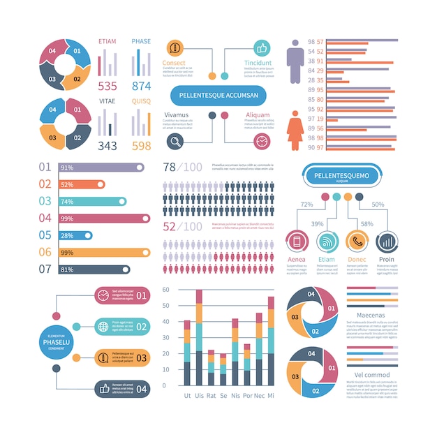 Infographic grafieken. zakelijke grafiek proces infochart diagram optie stroomdiagram met mensen pictogrammen. vector financiële infographics elementen