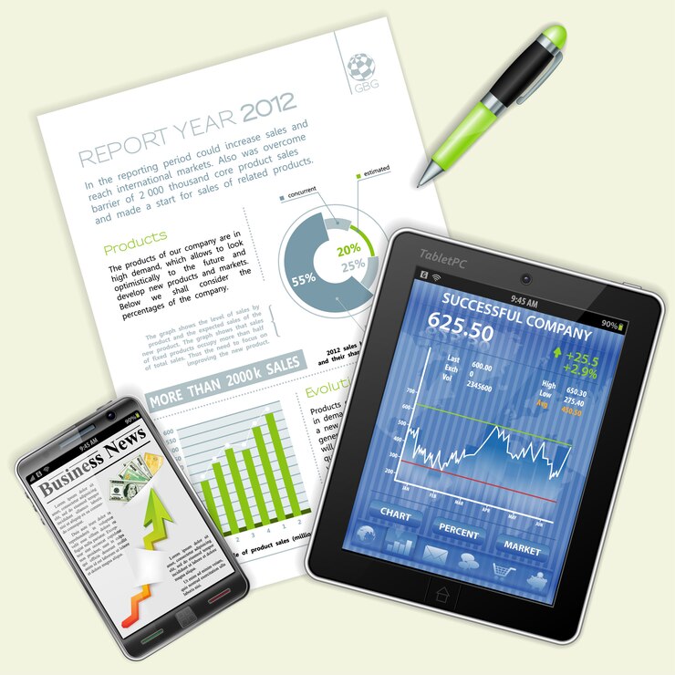 Vector infographic, graphs and news about business