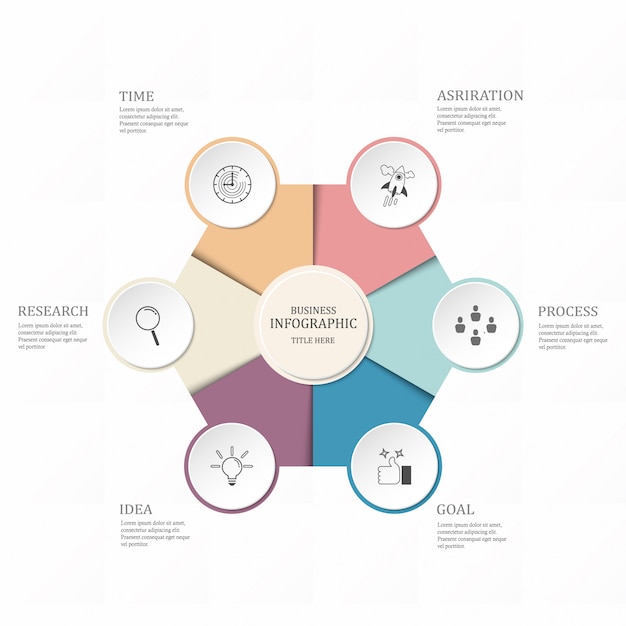 Infographic hexagon 6 option or steps for business.