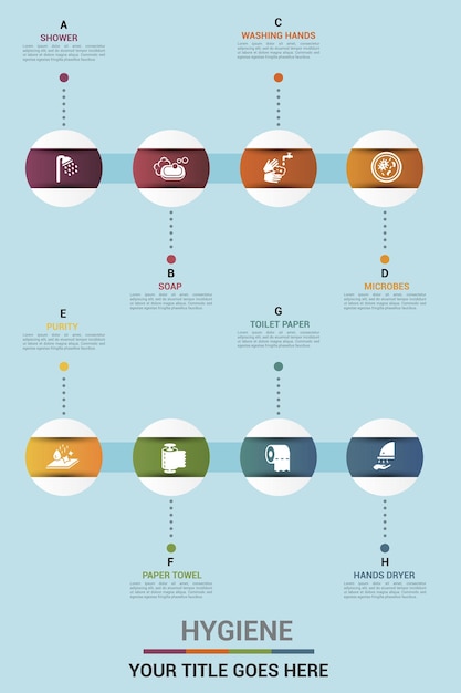 Infographic hygiene template icons in different colors