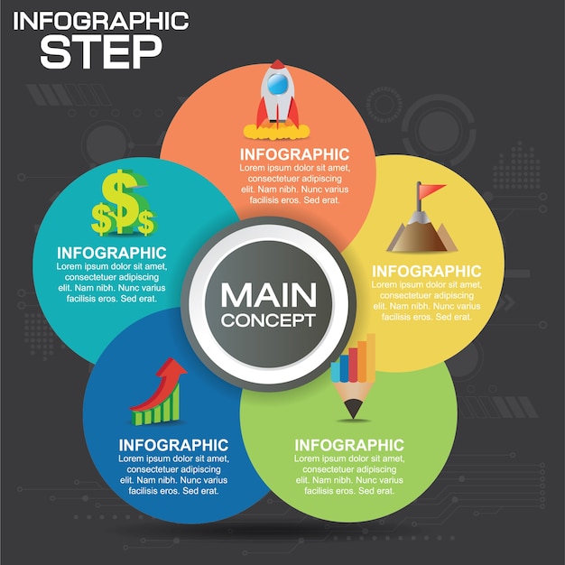 Infografica e icone possono essere utilizzate per il layout del flusso di lavoro