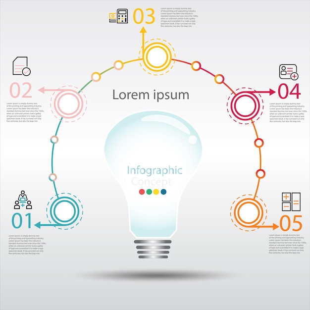 Vettore vettore di dati di forma dell'idea infografica concetto di processo del modello passaggio per l'educazione alla strategia e all'informazione