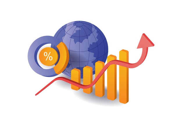 Illustrazione infografica concept data business analysis investment technology management