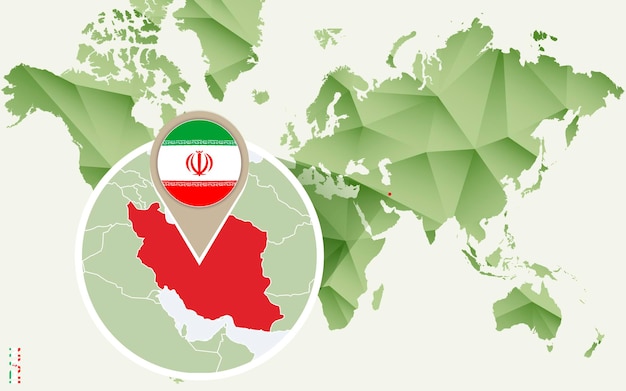 Infographic for Iran detailed map of Iran with flag