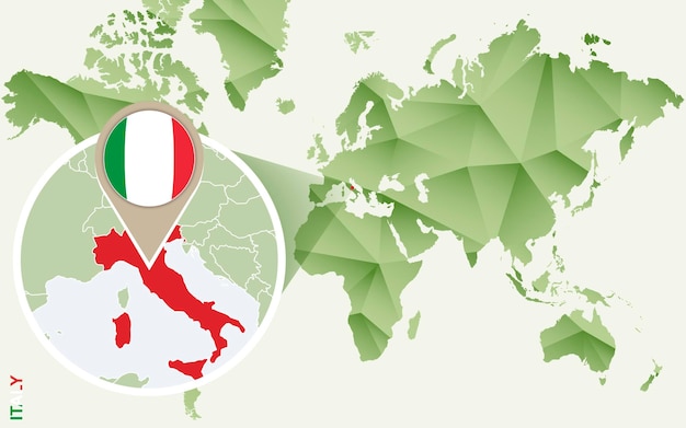 Infografica per l'italia mappa dettagliata dell'italia con bandiera