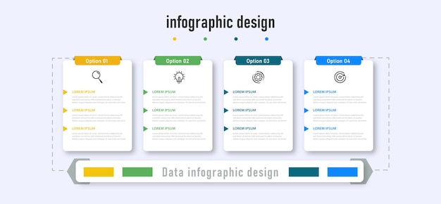 벡터 4단계로 구성된 비즈니스 개념 템플릿 타임 라인을 위한 인포그래픽 라벨 디자인