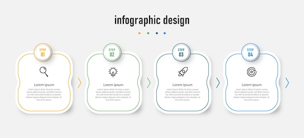 Infographic label design template time line with 4 steps