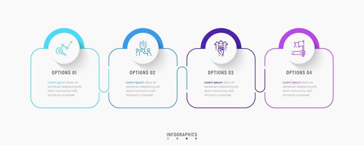 Infographic label design template with icons and 4 options or steps