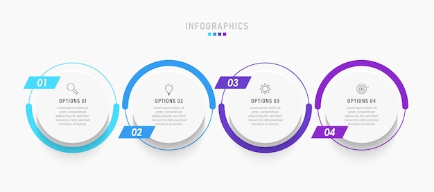 Infographic label design template with icons and 4 options or steps.