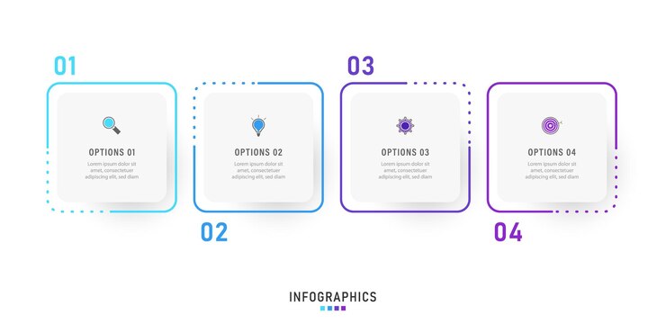 Infographic label design template with icons and 4 options or steps
