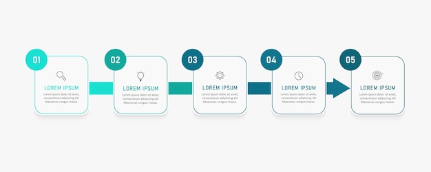 Modello di progettazione di etichette infografiche con icone e 5 opzioni o passaggi.