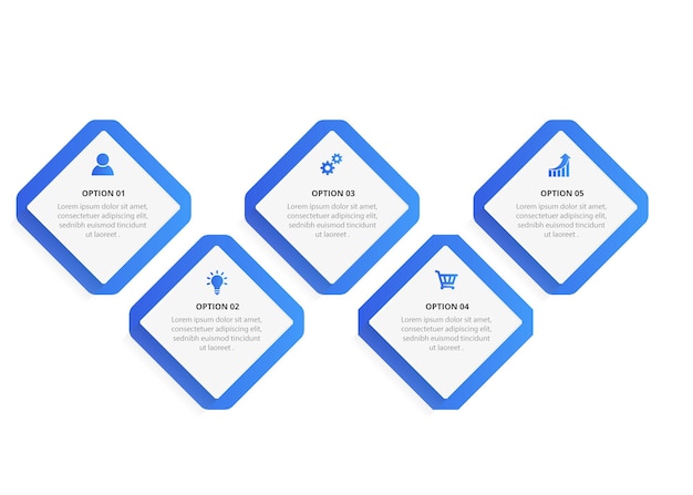 Vettore progettazione di etichette infografica con icone e 5 opzioni o infografica passaggi per il concetto di business