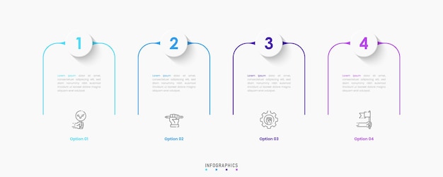 Infographic label ontwerp sjabloon met iconen en 4 opties of stappen