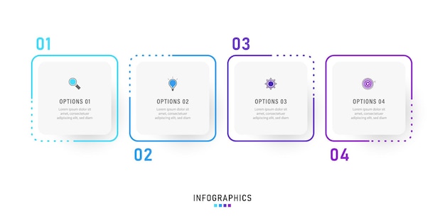 Infographic label ontwerpsjabloon met pictogrammen en 4 opties of stappen