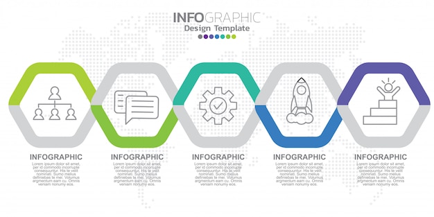 Vector infographic label template with icons and five options or steps.