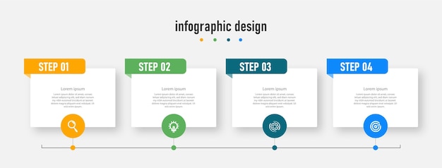 Infographic labelontwerp elegante professionele sjabloon met 4 stappen Premium Vector