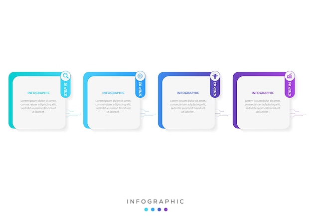 Vector infographic labelontwerp met pictogrammen en 4 opties of stappen infographics voor bedrijfsconcept