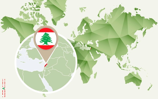 Infographic for Lebanon detailed map of Lebanon with flag