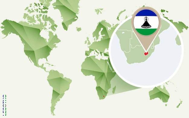 Vector infographic for lesotho detailed map of lesotho with flag