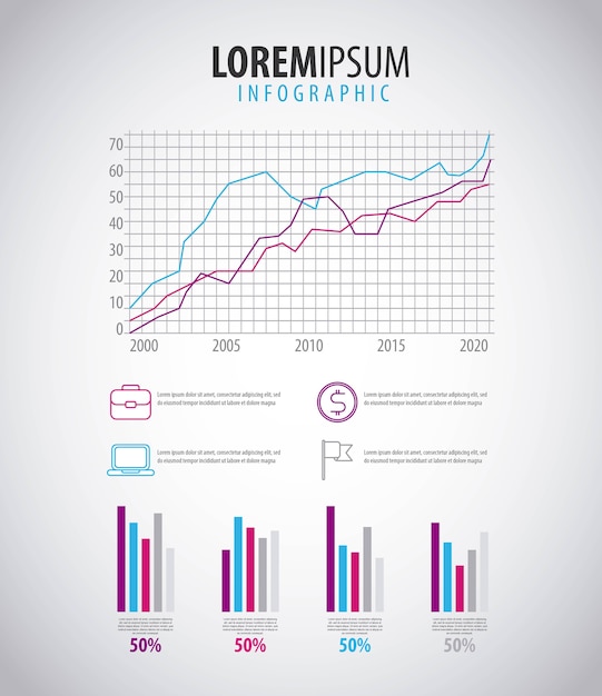 Infographic lineaire diagram staafdiagram statistische gegevens