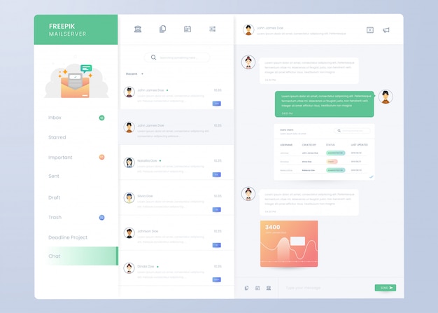 infographic mail dashboard panel template for ui ux design