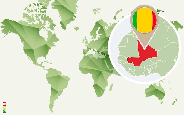 Vector infographic for mali detailed map of mali with flag