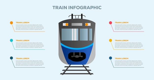 Infographic of mass rapid transportation train vector template