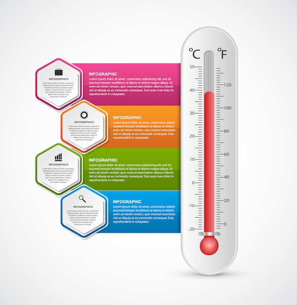 Vector infographic met een thermometer