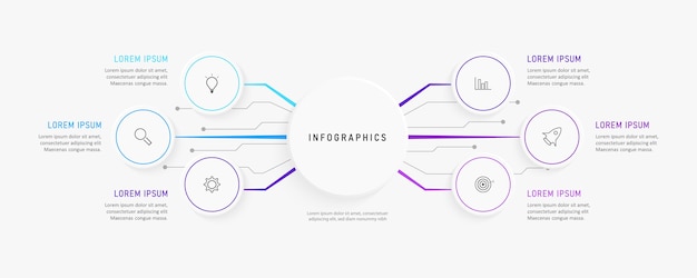 Infographic met pictogrammen en opties of stappen