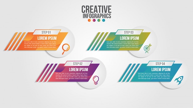 Infographic modern timeline design vector template for business with 4 steps or options