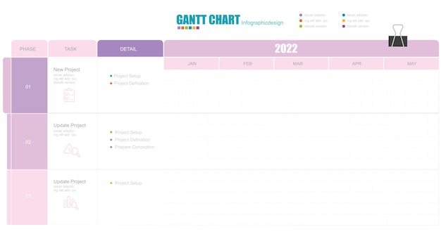 Infografica mensile moderna timeline diagramma di gantt con illustrazione stock di processo