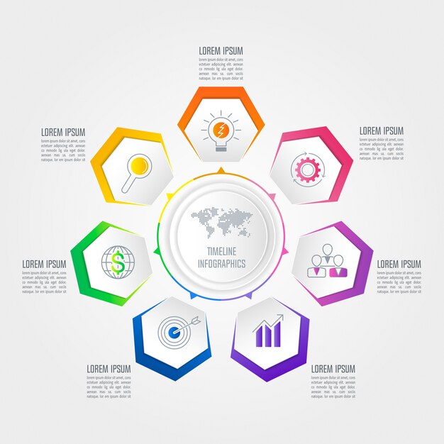 infographic ontwerp bedrijfsconcept met 7 opties.