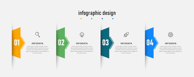 Infographic ontwerp elegante professionele sjabloon met 4 stappen Premium Vector